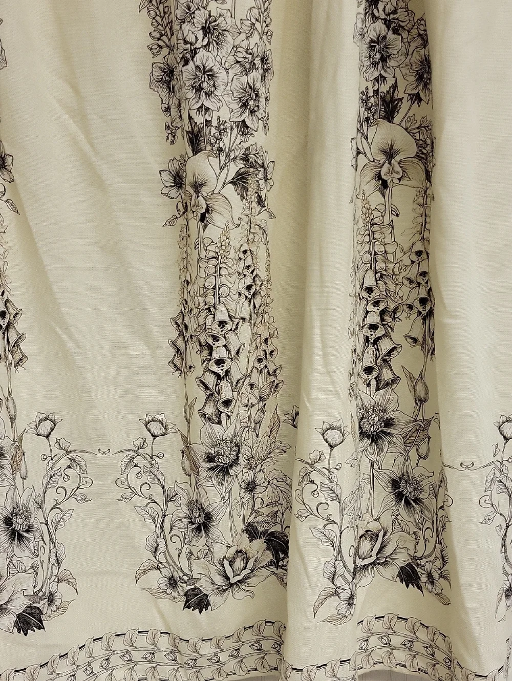 Max Studio Cream Maxi Skirt w/Black Floral Border New Boho Business Casual Large - Picture 4 of 6